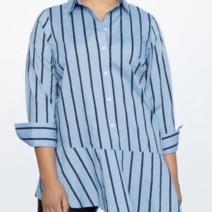 SOY Blue and Black Striped Blouse